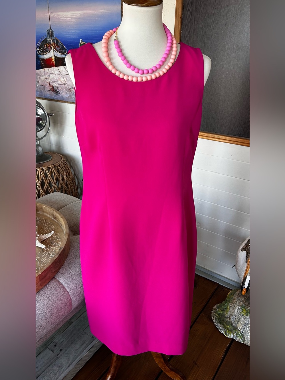 Jones Studio Separates Hot Pink Fuchsia Sleeveless Sheath Dress Size 12